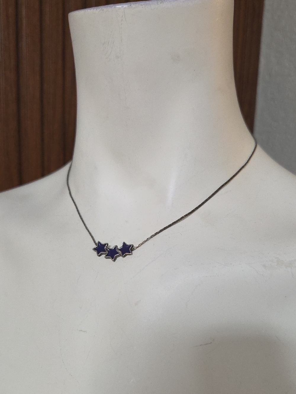 Three-Star Blue Enamel Necklace - Women Jewelry [0154]